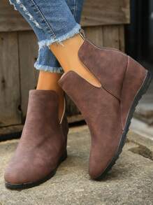 New Flat & Wedge Heel Ankle Boots Women Plus Size Vintage Chelsea Boots Fashion Warm Ladies Short Boots Comfortable Versatile Booties
