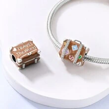 1pc Silver Color I Love Traveling Plane Tower Camera Passport Hot Air Balloon Pendent Charm Fit Bracelet Necklace Beads For DIY Jewelry Making Keepsake Gift For Girl Friend