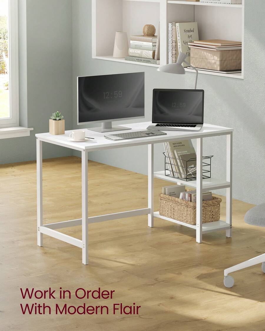 VASAGLE Computer Desk, Writing Desk With 2 Shelves On Left Or Right ...