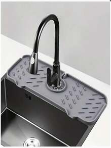 1pc Grey Silicone Splash Guard For Kitchen And Bathroom Faucets - Protects Countertops And Sinks From Water Damage(The Color Is Slightly Off)