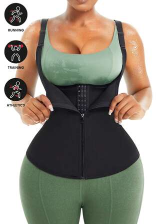 Sport Utomhus Midjeträningsväst För Kvinnor Korsett Med Dragkedja Dam Midjeband Med Justerbara Remmar, Träningstrimmer Bastu Svett Sportgördel Bälte Body Shaper Shapewear Midjeträning Korsett Gym Tillbehör För Magbantning Gördelar, Ländryggsgördelar För Magbantning Korsett