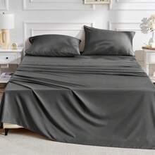 Luxurious 4PC Bed Sheet Set - Breathable, Cooling & Hotel Quality Sheets For Men And Women - Deep Pocket, Easy-Fit & Wrinkle-Free - Bed Sheet - 深灰色 - 查看 9
