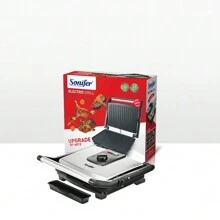 SONIFER 2000W Elektrogrill mit hoher Leistung, Edelstahlpfanne mit 9 Temperaturstufen, schnelle Erhitzung, isolierter Griff, Aufbewahrungsverriegelung, Ölvorratsbehälter, für Grillen von Steaks, Gemüse, Fleischbällchen, BBQ, Sandwiches