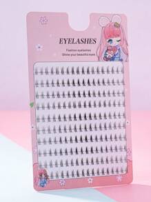 180pcs B-Curl Flared False Eyelashes, 3D Natural Soft Comfortable Nude Makeup Effect, Japanese Thick & Long Eyelash Extensions, Eyelash Clusters, Individual Lashes - B - View 5
