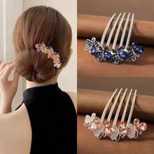 1pc Butterfly Shaped Elegant Palace Style Casual Streetwear Copper Alloy Five-Prong Hair Stick Hairpin, Suitable For All Seasons, Chinese Style Headpiece Hair Combs Combs For Hair Side Comb