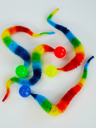 3pcs/Set Cat Colorful Caterpillar Plush Bouncy Ball Toys, Random Color