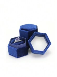 Caixa de veludo para alianças, caixa hexagonal para alianças com tampa removível, caixa de veludo para alianças, caixa para noivado e casamento, linda caixa vintage com dois compartimentos para alianças, pedido de casamento, noivado e cerimônia de casamento (branca) Volta às aulas - Multicolorido - Ver 13