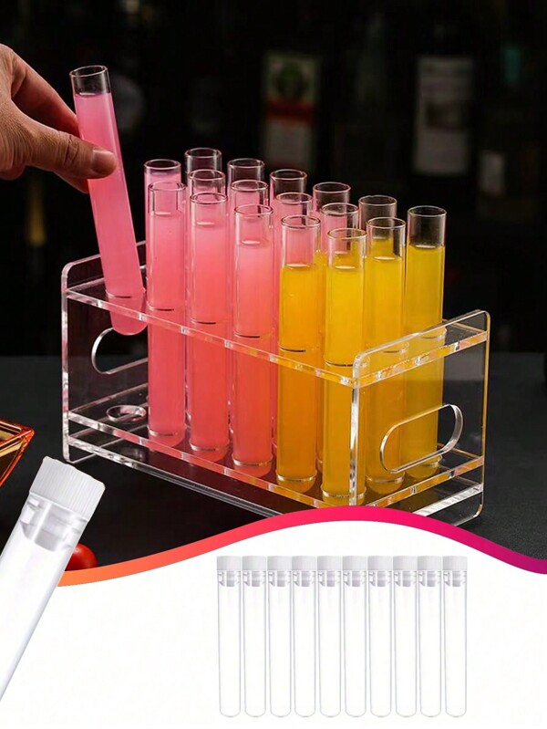 10/20pcs, Transparent Plastic Test Tube With Lid For Halloween Parties, Red Liquid Beverage Container, Unbreakable, Suitable For Halloween Parties, Vampire Parties, Scientific Experiments, Party Decoration, Candy Storage, Role-Playing,Christmas