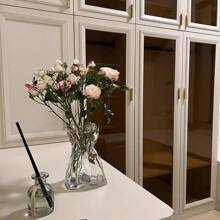 1pc Pleated Transparent Glass Vase, Artificial Flower Decoration Vase, Suitable For Home Decor, Tabletop Decor Room Decor Flower Vase - Multicolor - View 6