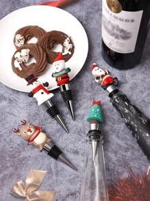 1pc/5pcs/1set Creative Santa Claus Wine Bottle Stoppers, Aluminum Alloy PVC Sealed Champagne Stoppers, Wine Accessories Suitable For Christmas Restaurant & Party Decorations,Christmas Gifts,Merry Christmas - Multicolor - View 7
