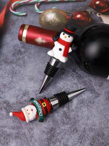 1pc/5pcs/1set Creative Santa Claus Wine Bottle Stoppers, Aluminum Alloy PVC Sealed Champagne Stoppers, Wine Accessories Suitable For Christmas Restaurant & Party Decorations,Christmas Gifts,Merry Christmas - Multicolor - View 6