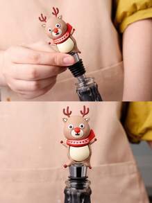 1pc/5pcs/1set Creative Santa Claus Wine Bottle Stoppers, Aluminum Alloy PVC Sealed Champagne Stoppers, Wine Accessories Suitable For Christmas Restaurant & Party Decorations,Christmas Gifts,Merry Christmas - Multicolor - View 9