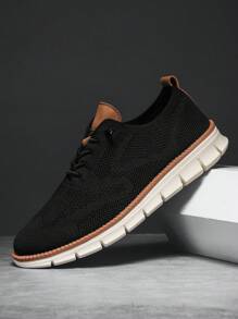 Ladies Dress Sneakers Casual Men Dress Shoes Mesh Sneakers Lightweight Breathable Fashion Walking Sneakers. - 黑色 - 查看 1