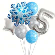 7Pcs/Set Winter Frozen Snowflake Balloon Birthday Party Decoration Snowflake Foil Balloon Set Theme Party Decoration, Indoor And Outdoor Decoration, Party Decoration Supplies, Holiday Decoration, - Multicolor - View 13