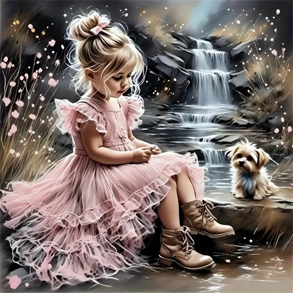 Captivating 5D Diamond Painting Kit - Adorable Angel & Furry Puppy, Full Round Diamond, Canvas Artwork Craft, 40x40cm - Ideal For DIY Home Decor Diamond Painting Accessories Dog Diamond Painting Kit