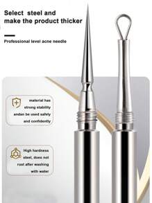 New Ultra-Sharp Twisted Cap Stainless Steel Dual-Ended Blackhead Remover Acne Comedone Extractor Tool - Rose Gold - View 5