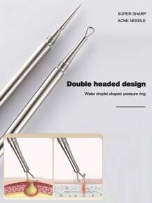 New Ultra-Sharp Twisted Cap Stainless Steel Dual-Ended Blackhead Remover Acne Comedone Extractor Tool - Rose Gold - View 2