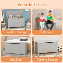 Valentines  Wooden Kids Toy Box Toy Storage With Safety Hinged Lid, White Color, Ages 2+, Spacious Toy Box With Easy Assembly, Size 31.50" X 13.00" X 16.70"White/Brown/Grey