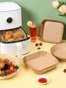 20/50/100 tờ Giấy thấm dầu dùng cho lò chiên không dầu Giấy silicon dùng cho lò nướng - Hình vuông tự nhiên - Xem 6
