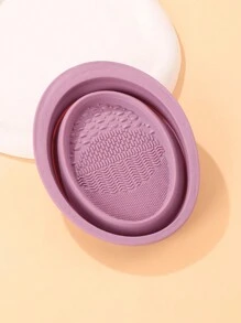2个装硅胶可折叠紫色化妆刷清洁器，适用于美容工具和化妆海绵，化妆海绵清洁碗，粉扑美妆蛋清洁硅胶垫，家居必备，低致敏性，无香精，手动操作，无需电池，深度清洁和保养化妆刷和海绵。 - 彩色 - 查看 6