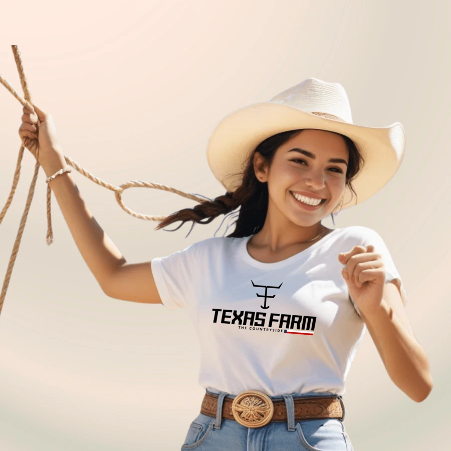 Women's Texas Cowboy Cotton Casual Texasfarm Flag Countryside T-Shirt - trắng - Xem 1