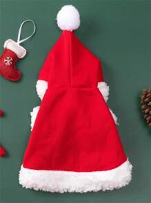 1pc Random Delivery Christmas Cat & Dog Cloak, Cat Cape With Santa Hat, Soft & Thick Red Velvet Costume For Cats & Small Dogs, Fun Christmas Pet Clothes, Pet Christmas Apparel, Pet Coat Decoration, Pet Christmas Cosplay Outfit, Dog Autumn/Winter Warm Clothes