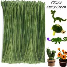 400 piezas Limpiapipas flexibles de chenilla verde, limpiapipas verdes surtidos, tallos de chenilla versátiles, fácil de retorcer y doblar, manualidades hechas a mano para flores de tulipán, hojas, animales, árbol de Navidad, regalos para el Día de la Madre y proyectos creativos - Perfecto para entusiastas de las artes y manualidades, proyectos navideños y limpieza - Juego duradero, plegable y colorido
