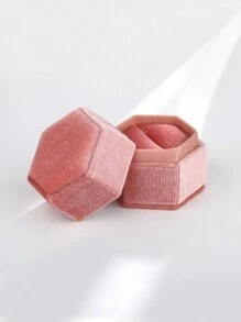 Caixa de veludo para alianças, caixa hexagonal para alianças com tampa removível, caixa de veludo para alianças, caixa para noivado e casamento, linda caixa vintage com dois compartimentos para alianças, pedido de casamento, noivado e cerimônia de casamento (branca) Volta às aulas - Multicolorido - Ver 6