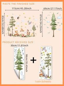 1 Set Cartoon Kiefer, Gänse, Wolke & Fuchs, Igel Wandaufkleber Dekoration für Kinderzimmer Hintergrund, Aufkleber, Wandtattoo, Vinyl Aufkleber für Heim-Dekorationen, Frühlingsdekoration Artikel um Ihr Zuhause aufzufrischen, Rama Dekorations Aufkleber Geschenke Geburtstag Abschluss - Verschiedenfarbig - Übersicht 13