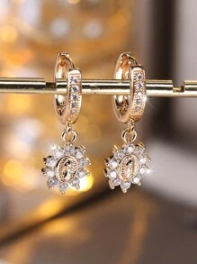 Vanel 2pcs Luxury Classic Copper Alloy Inlaid White Cubic Zirconia Virgin Mary Pendant Earring Set, Suitable For Women Engagement/Wedding Decoration - earring - View 2