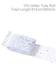 1 PIEZA Rollo de tul blanco brillante de 15 cm / 5 cm de ancho, cinta de tul brillante, tela de organza transparente, carrete de tul, manualidades DIY, accesorios de boda, decoraciones de fiestas de cumpleaños, decoración de eventos de banquetes, decoración DIY de sillas de boda, decoración de baby shower, cinta para envolver regalos
