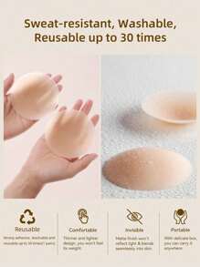 1 Pair Silicone Breast Petals, Lightweight And Invisible, With Solid Rubber Powder Base And Anti-Sagging Design - Apricot - View 7