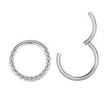 2pcs/Set Nose Ring Hoop 16G Twist Unisex Punk Hypoallergenic Stainless Steel Septum Piercing Ring Hinged Clicker Segment Hoop Lip Ring 18K Gold Plated Cartilage Hoop Rook Earrings Tragus Conch Daith Helix Piercing Jewelry Earlobe Earring 6mm 8mm 10mm 12mm Belly Ring Black Nipple Ring Women Body Pierecing Jewelry - N040 - View 20