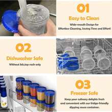 DONQE 10PCS/20PCS 沙拉酱容器，带盖小容器，带螺旋盖的防漏调味品容器，可重复使用可堆叠塑料蘸酱容器 - 彩色 - 查看 6