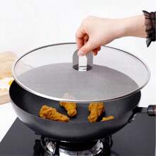 High Quality Stainless Steel Oil Splatter Guard, Oil Frying Anti-Splash Cover, Pizza Tray