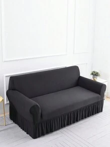 1 pieza Funda elástica para sofá con diseño de falda, tela de poliéster de estilo moderno, lavable a máquina, resistente al polvo y a las manchas, para todas las estaciones