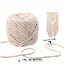 5mm 10Yards/Roll 2Roll Macrame Cord Rope String Natural Macrame Twisted Twine Braided Crafts Handwork DIY Home Textile Christmas Party Decoration - White - View 3