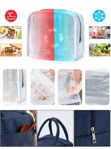 1 Stück personalisierte isolierende Lunch-Tasche mit individuellem Namens-Muster, Kühltasche für Frauen, Studenten Thermotasche für die Arbeit, maßgeschneiderter Thermobeutel für Frauen, isolierte gekühlte Lunch-Box-Tasche für Männer, Picknick-Tasche, Kühlschrankbeutel, Kühltasche mit Kältepack - Blau - Übersicht 3
