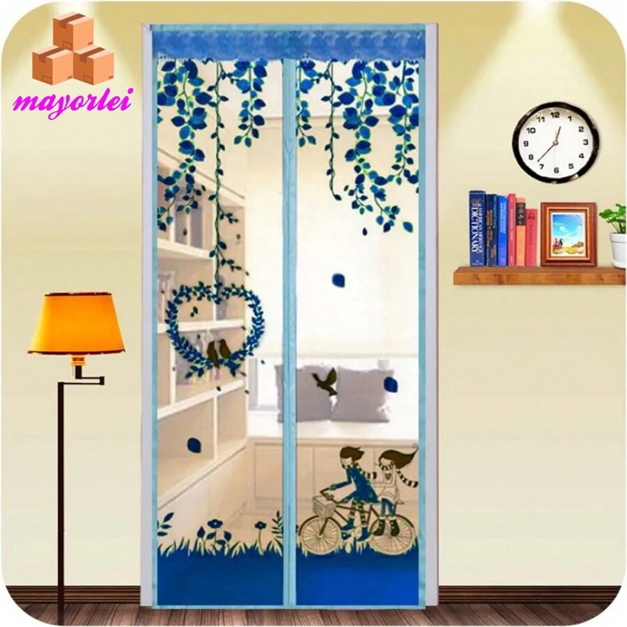 Mosquitera magnética para puerta, cortina de Material de poliéster, Textiles para el hogarMosquitera magnética para puerta, cortina de Material de poliéster, Textiles para el hogar - Azul - Ver 1