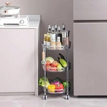 带锁定轮的 3 层实用滚动推车 - 适用于办公室、浴室、厨房组装的多功能储物车，带轮的超薄储物车、厨房储物、厨房收纳盒、厨房收纳盒、储物物品、厨房、储物、收纳盒、收纳盒、收纳、收纳盒、抽屉收纳盒、旅行、厨房用品、厨房用具、厨房工具、厨房用品。 - 灰色 - 查看 3