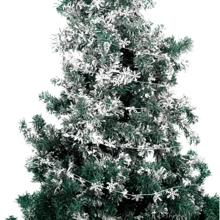 1 pieza Decoración de corona de Navidad de 7.5m con copos de nieve, bastones de caramelo, cintas de colores, bayas falsas, hojas verdes y alambre metálico.