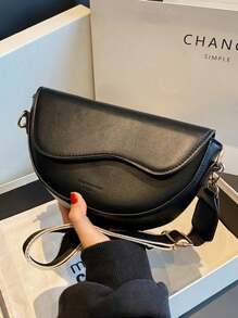 Minimalist Leisure Hobo Crossbody Bags For Women Casual Shoulder Bags With Adjustable Wide Soft Strap Saddle Bags For Valentine's Day Date Night - 黑色 - 查看 1