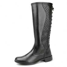 Women's Riding Boot High-Top Bootie Blogger Synthetic Leather Country Chelsea - màu đen - Xem 5