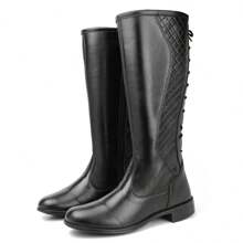 Women's Riding Boot High-Top Bootie Blogger Synthetic Leather Country Chelsea - màu đen - Xem 4
