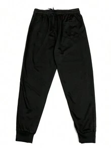 Men's Sweatpants With Front And Back Pocket Has Drawstring And Elastane At The Waist H0302 - 黑色 - 查看 3