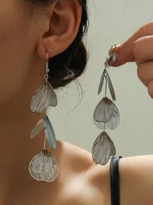 COINBUFF 1 paar elegante metallic vissenstaart franje lange oorbellen voor dames