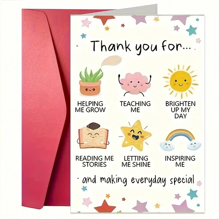 Un regalo meraviglioso che apprezzerai! Biglietto di ringraziamento per l'insegnante. Un dono unico per educatori, uomini e donne. Ideale per feste di compleanno, incontri insegnante-studente, educatori, operatori di asili nido, insegnanti della scuola materna, personale della scuola primaria, insegnanti delle scuole superiori, mamme e papà. (Busta colore casuale) - Multicolore - Visualizzare 3