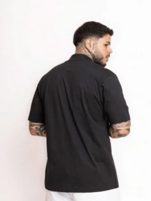 Basic Plain Oversized Men's T-Shirt - 黑色 - 查看 3