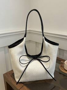 Bolso de mano elegante y de moda, bolso de hombro con decoración de lazo para mujeres, adecuado para usar en el trabajo y el día a día, cartera de mujer con lazo de moda