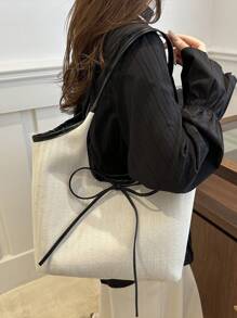 Bolso de mano elegante y de moda, bolso de hombro con decoración de lazo para mujeres, adecuado para usar en el trabajo y el día a día, cartera de mujer con lazo de moda